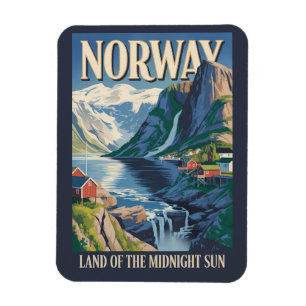 Magnet Flexible Illustration de paysage norvégien Art de voyage vi