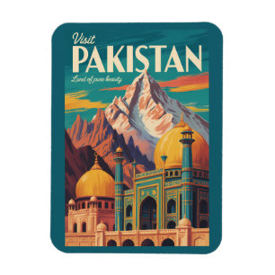 Magnet Flexible Illustration de paysage pakistanais Art de voyage