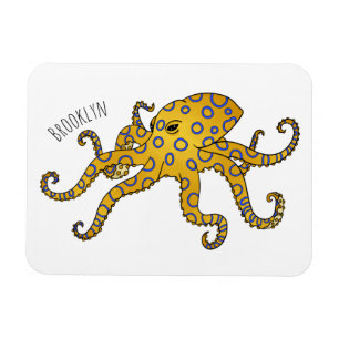 Magnet Flexible Illustration de poulpe à anneau bleu
