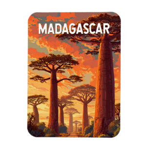 Magnet Flexible Illustration de voyage à Madagascar Art vintage