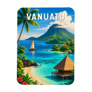 Magnet Flexible Illustration de voyage artistique vintage du Vanua