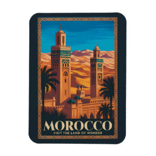 Magnet Flexible Illustration de voyage dans le désert marocain Art