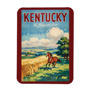 Magnet Flexible Illustration de voyage de chevaux du Kentucky Art 