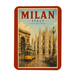 Magnet Flexible Illustration de voyage de la cathédrale de Milan I