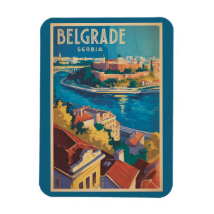 Magnet Flexible Illustration de voyage de la rivière de Belgrade S