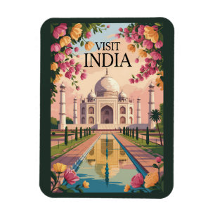 Magnet Flexible Illustration de voyage de l'Inde Taj Mahal Art Vin