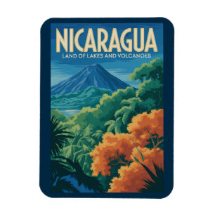 Magnet Flexible Illustration de voyage du volcan du Nicaragua Art 
