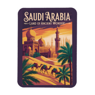 Magnet Flexible Illustration de voyage rétro sur le désert d'Arabi