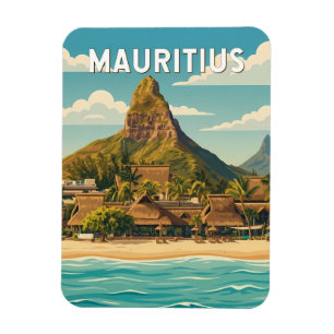 Magnet Flexible Illustration de voyage vintage à Maurice
