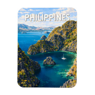 Magnet Flexible Illustration de voyage vintage aux Philippines