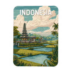 Magnet Flexible Illustration de voyage vintage en Indonésie