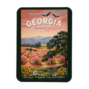 Magnet Flexible Illustration de voyage vintage Géorgie pays