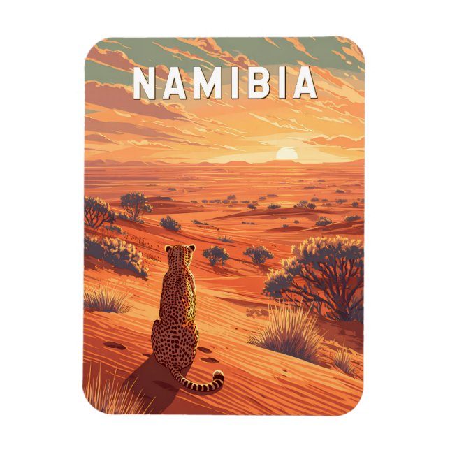 Magnet Flexible Illustration de voyage vintage sur la Namibie (Vertical)
