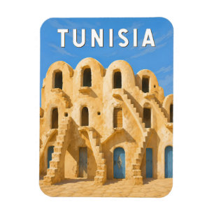 Magnet Flexible Illustration de voyage vintage sur la Tunisie
