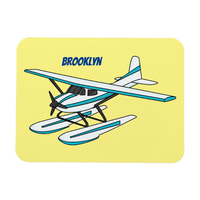 Magnet Flexible Illustration d'hydravion bleu blanc (Horizontal)