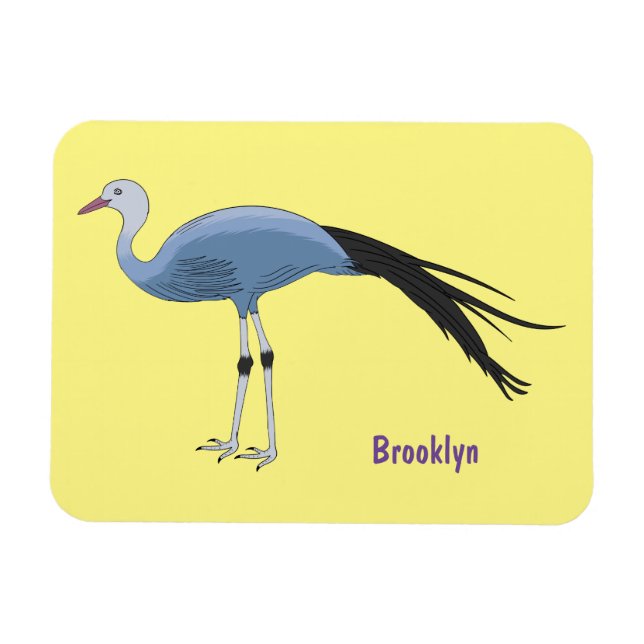 Magnet Flexible Illustration d'oiseau de grue bleue (Horizontal)