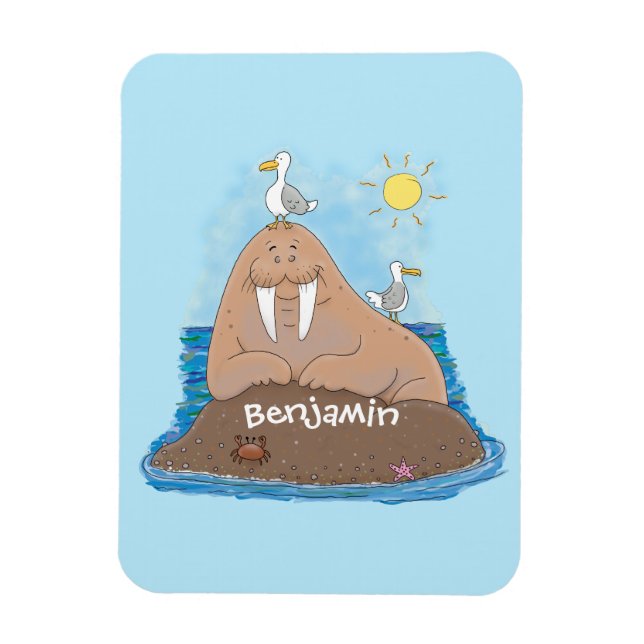 Magnet Flexible Illustration drôle de morse joyeux (Vertical)