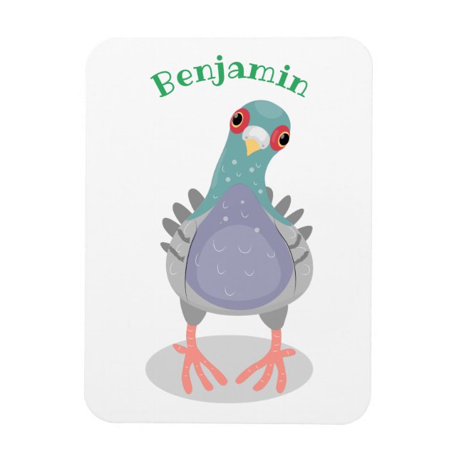 Magnet Flexible Illustration drôle de pigeon curieux (Vertical)