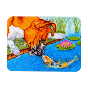 Magnet Flexible Illustration du chien de boxe Koi Kiss