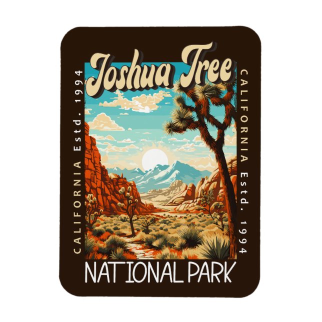 Magnet Flexible Illustration du parc national de Joshua Tree en ét (Vertical)