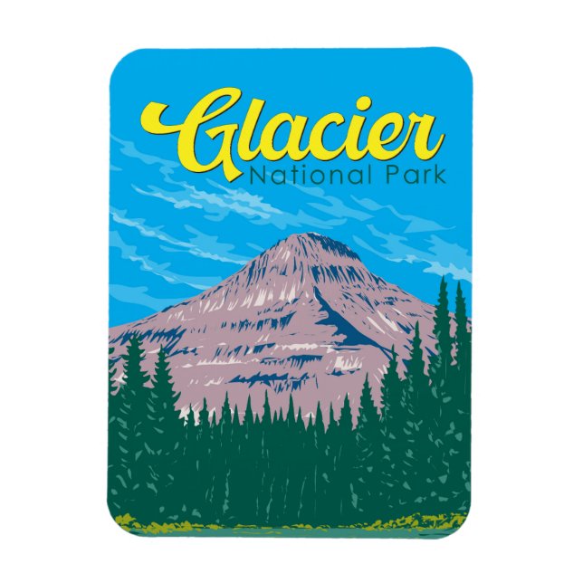 Magnet Flexible Illustration du parc national Glacier Voyage Vinta (Vertical)