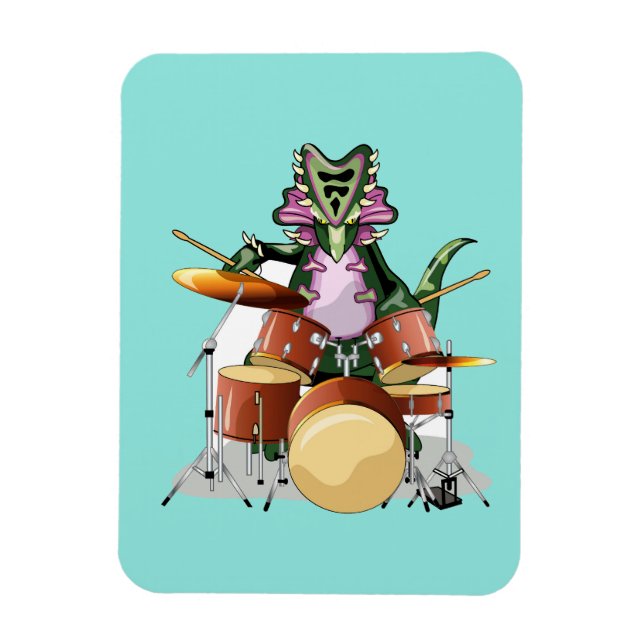 Magnet Flexible Illustration D'Un Chasmosaurus Jouant Aux Tambours (Vertical)