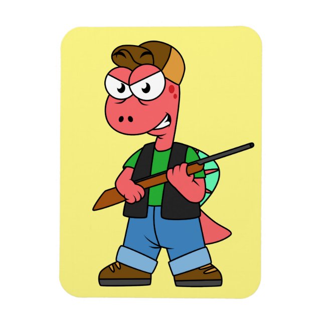 Magnet Flexible Illustration D'Un Chasseur De Spinosaure Avec Arme (Vertical)