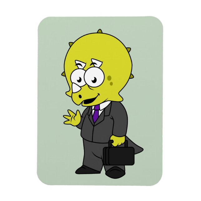 Magnet Flexible Illustration D'Un Homme D'Affaires Tricératops. (Vertical)