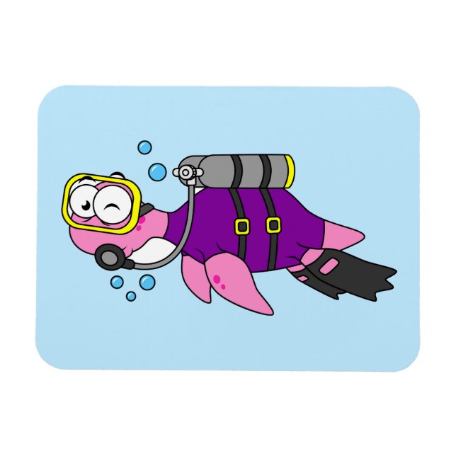 Magnet Flexible Illustration D'Un Loch Ness Monster Scuba Diver. (Horizontal)