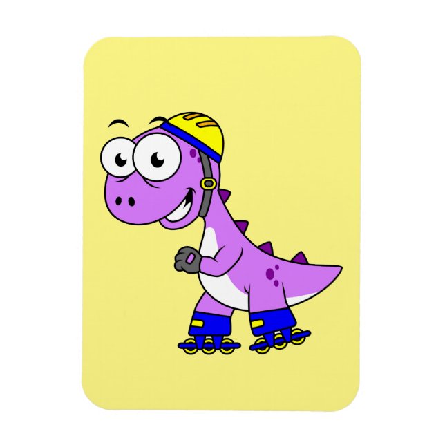 Magnet Flexible Illustration D'Un Tyrannosaurus Rex De Patinage. (Vertical)