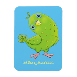Magnet Flexible Illustration d'une curieuse perruche verte