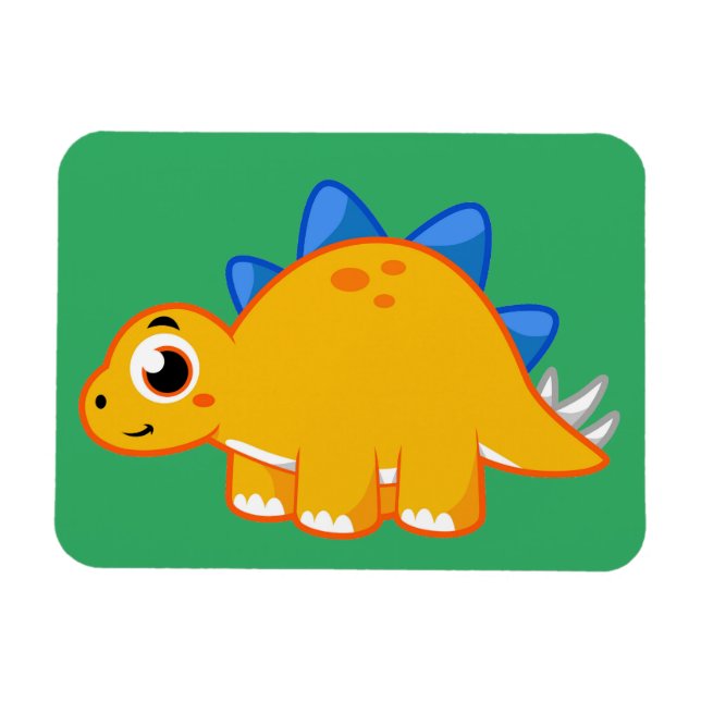 Magnet Flexible Illustration Mignonne D'Un Stegosaurus. (Horizontal)