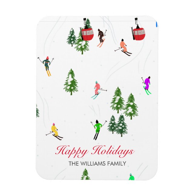 Magnet Flexible Illustration personnalisée des vacances de ski en  (Vertical)