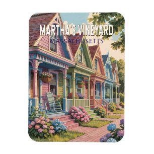Magnet Flexible Illustration Rétro de Martha's Vineyard Massachuse
