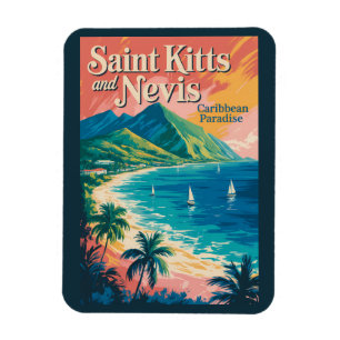Magnet Flexible Illustration Rétro du Paysage de Saint-Christophe-