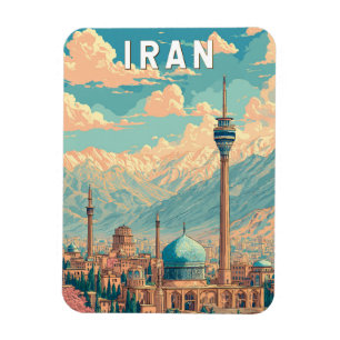Magnet Flexible Illustration Voyage Iran Art Vintage