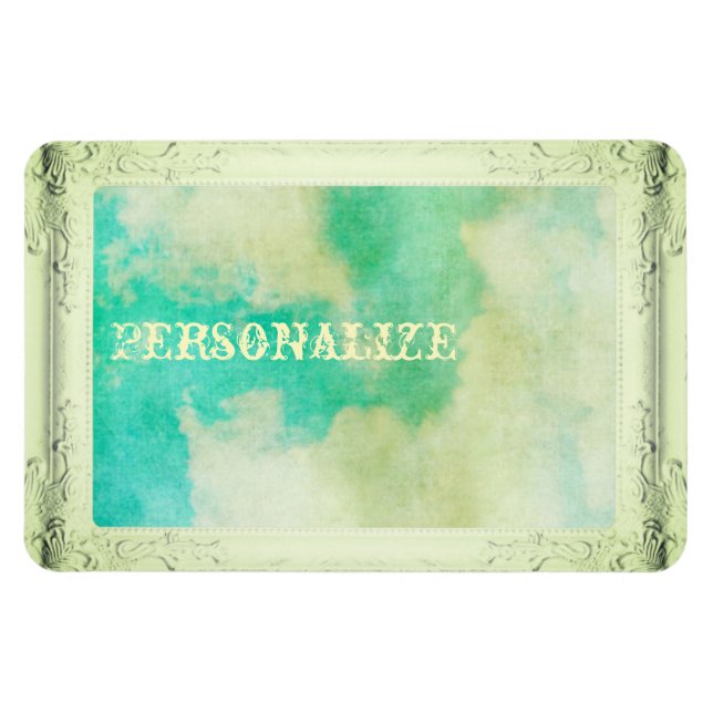 Magnet Flexible Image victorienne cadre ciel nuage turquoise crème (Horizontal)