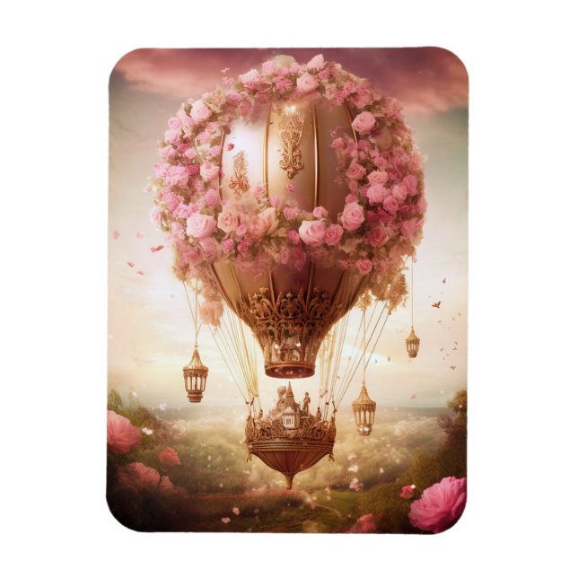 Magnet Flexible Imaginaire à air chaud ballon rose or (Vertical)