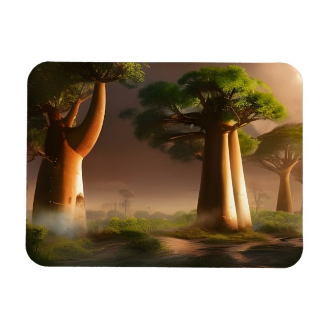 Magnet Flexible Imaginaire forestier du baobab à Madagascar (Horizontal)