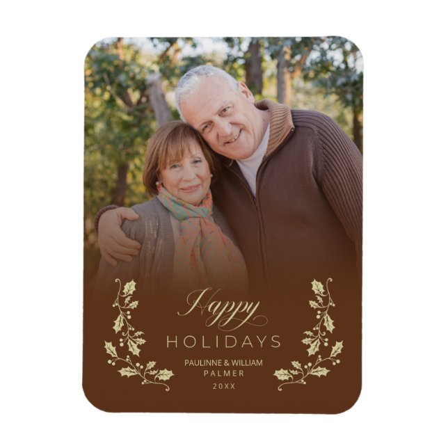 Magnet Flexible Imán Brown Whimsical Script Citation Photo Noël (Vertical)