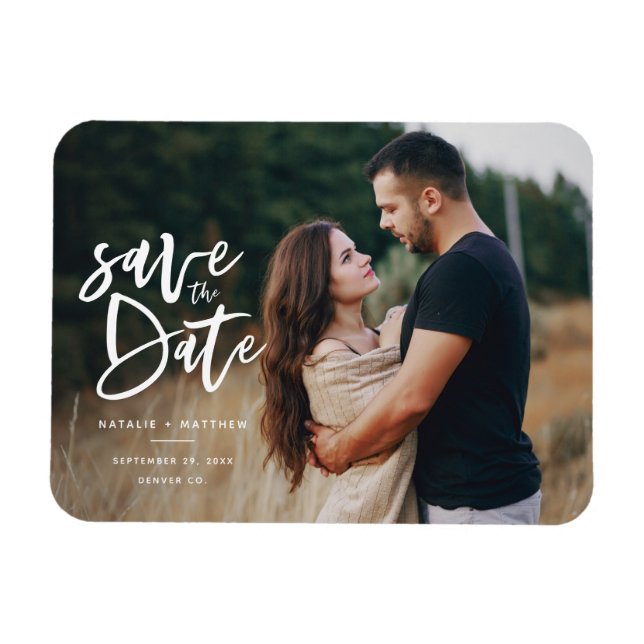Magnet Flexible Inky script photo enregistrer la date (Horizontal)