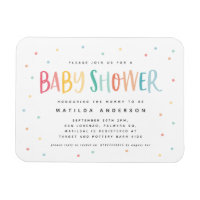 Invitation baby shower à points de polka arc-en-ci