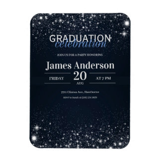 Magnet Flexible Invitation de graduation noir et argent