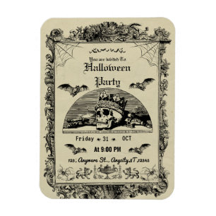 Magnet Flexible Invitation de la fête d'Halloween gothique vintage