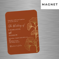 Invitation mariage en feuille de ginkgo terracotta