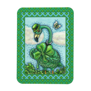 MAGNET FLEXIBLE IRISH GREEN FLAMINGO, CUTE HAPPY ST. PATRICK'S DAY