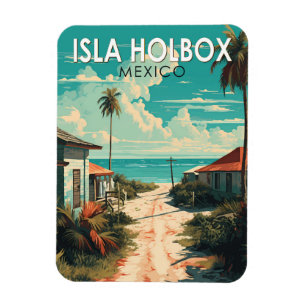Magnet Flexible Isla Holbox Mexique Voyage Art Vintage