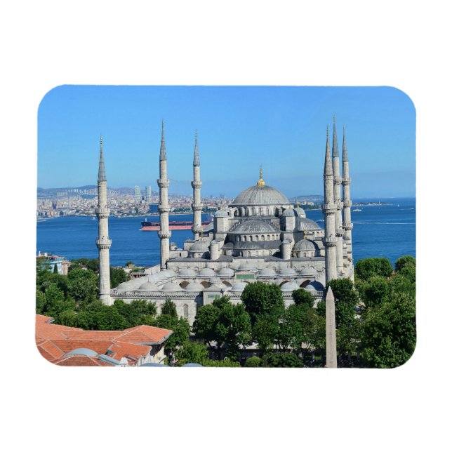 Magnet Flexible Istanbul Mosquée Bleue Nuit Décor Premium Voyage (Horizontal)