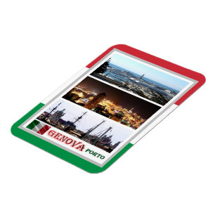 Magnet Flexible Italie - Ligurie - Gênes - Mosaïque - Port - Magne