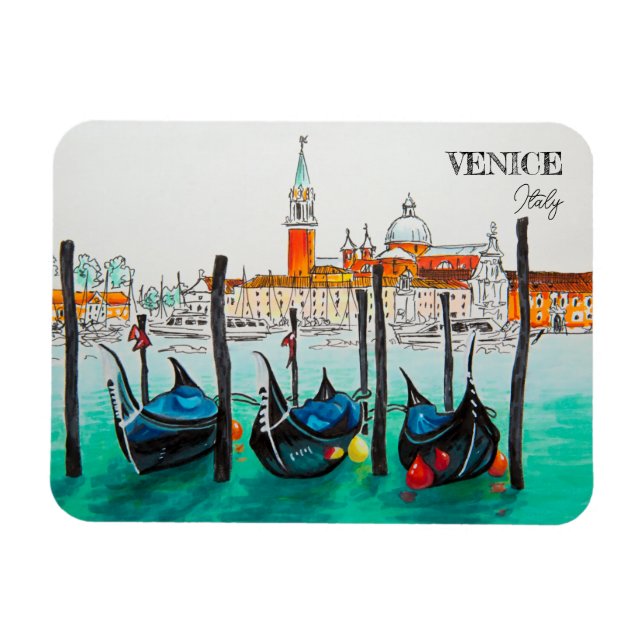 Magnet Flexible Italie Voyage - VENICE aquarelle souvenir (Horizontal)